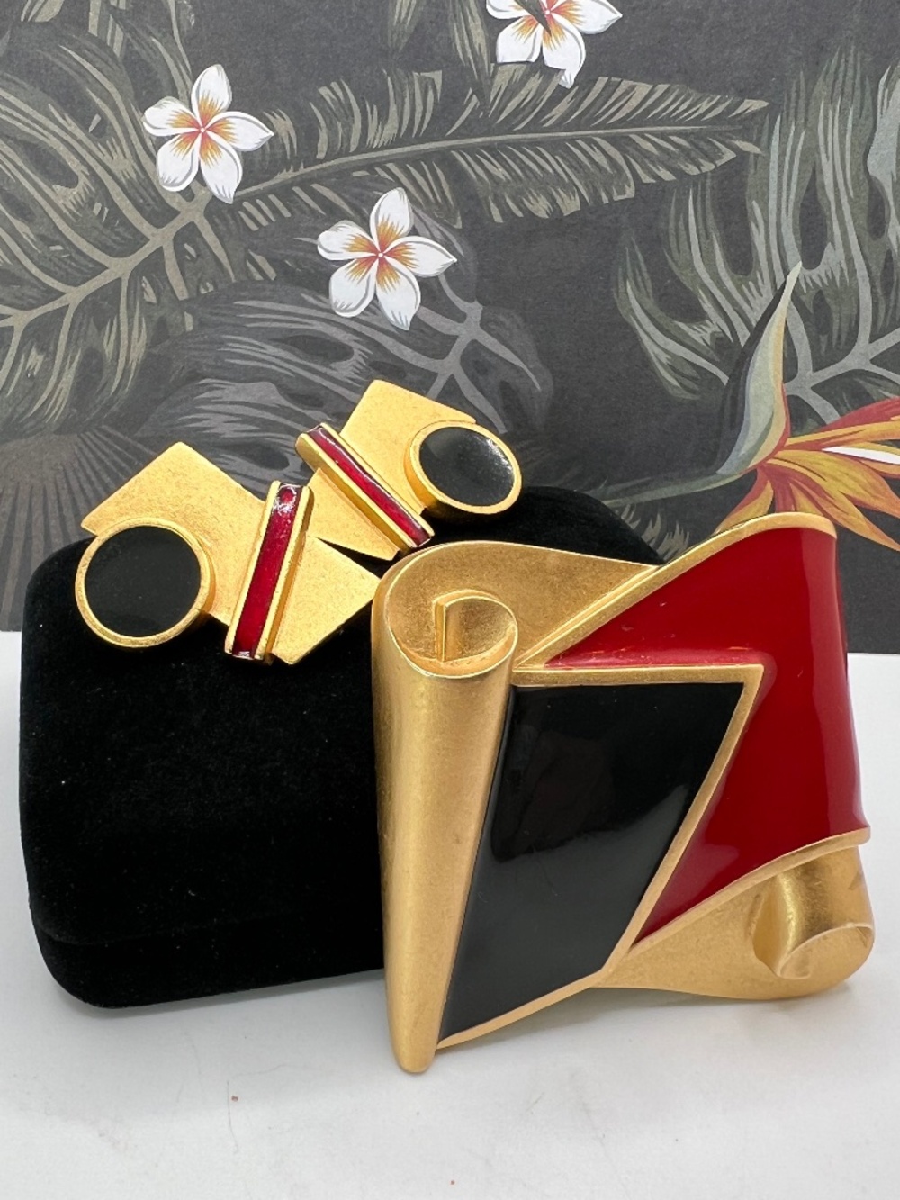 Monet Haberdashery Brooch & Earrings Set 1984